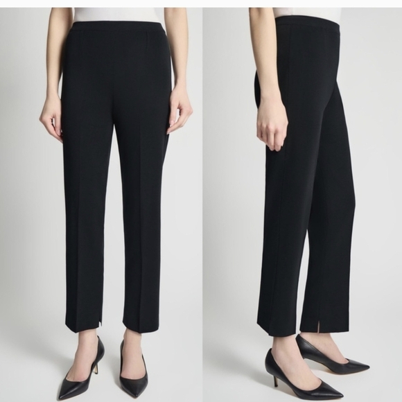 Ming Wang High Rise Straight Leg Black Knit Elastic Waist Pull-On Pants - Size L - Picture 1 of 13